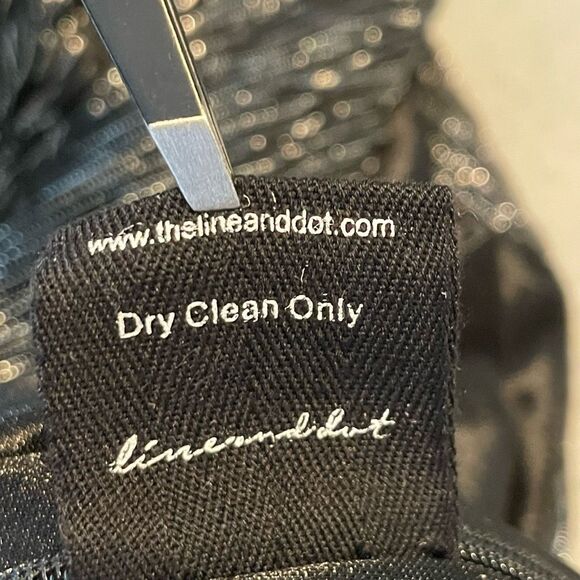 Line & Dot Olivia Mesh Blouse Black Silver Stripe Long Sleeve Metallic S Line - Picture 11 of 11